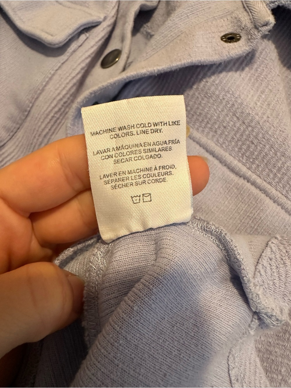 Thread & Supply Medium Light Blue Ribbed Shacket with Snaps - Picture 9 of 9